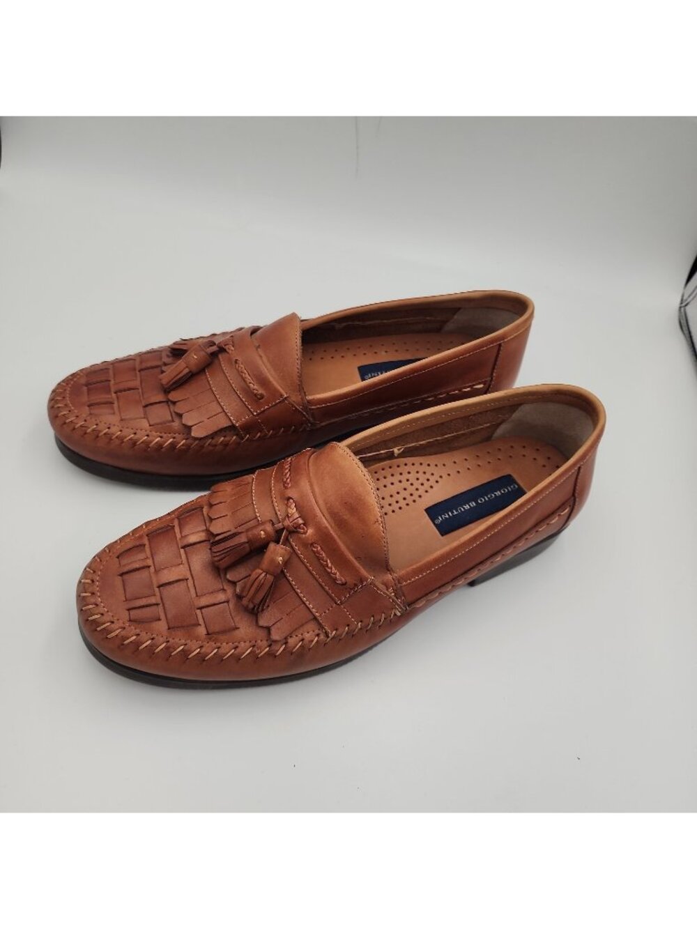 GIORGIO BRUTINI Tan Leather Loafers Slip On Shoes Men's Sz 10.5 M 8384